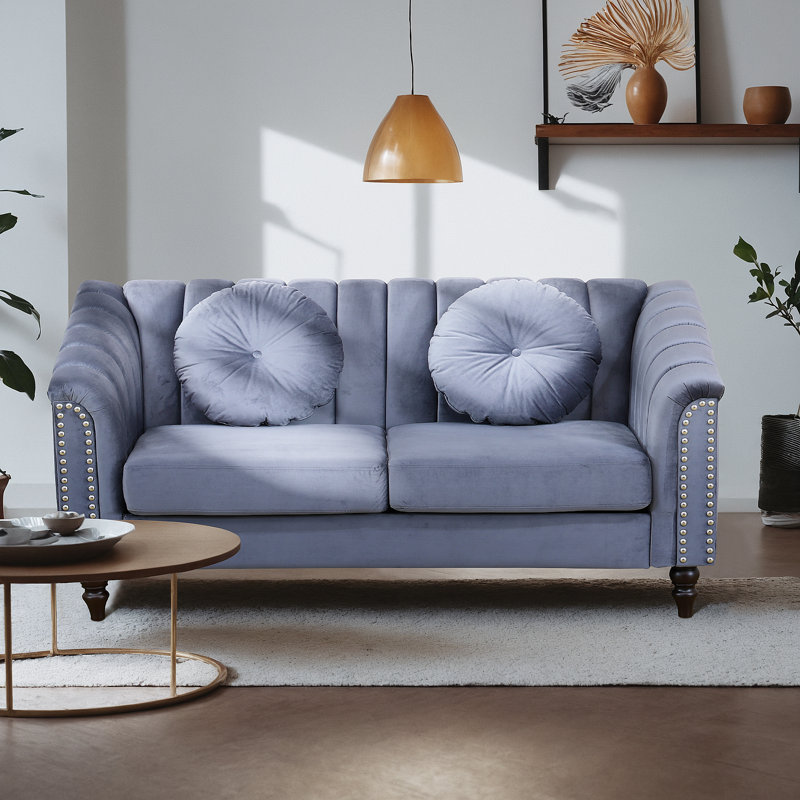 Mikole Upholstered Sofa, 31" H x 60" W x 31" D, Violet Chenille
