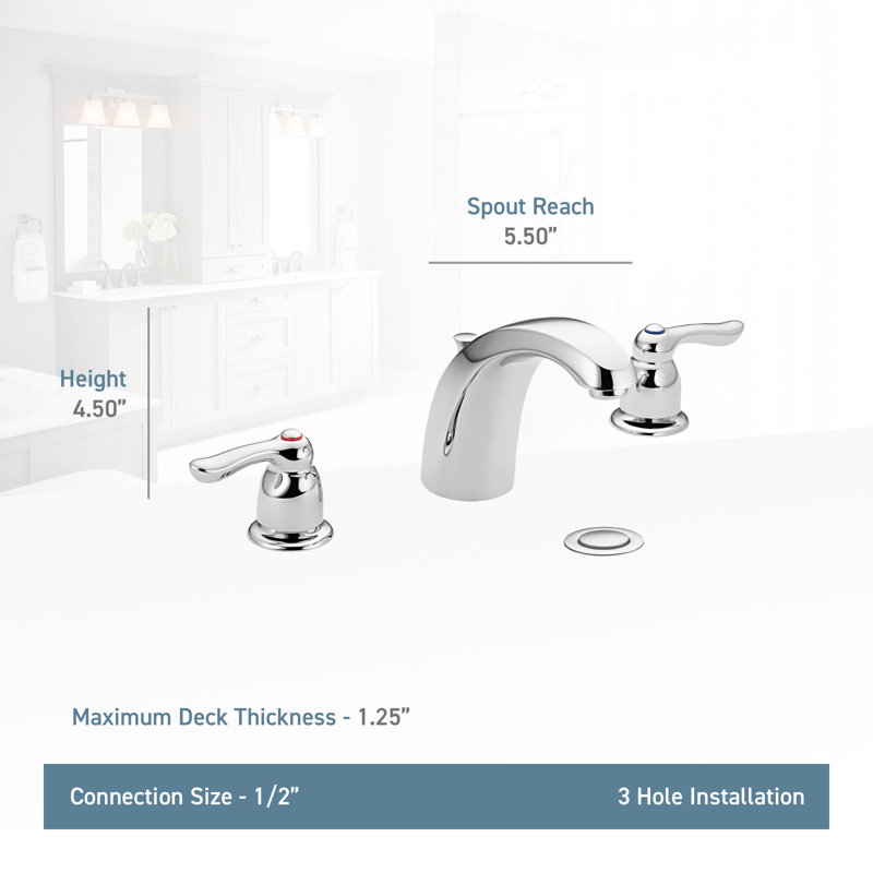 Chateau Widespread Bathroom Faucet with Drain Assembly, Chrome