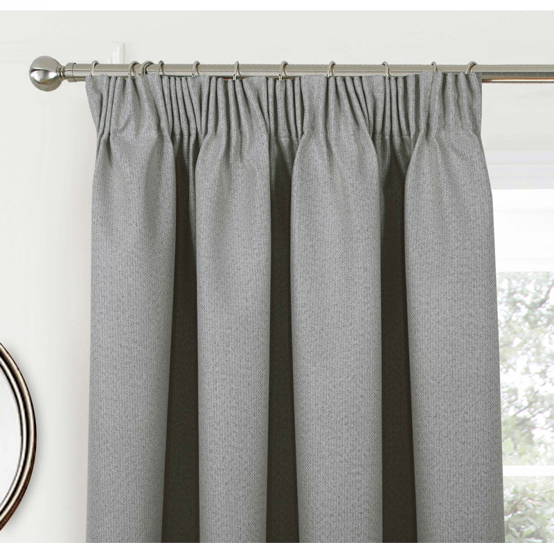 Milciades Blackout Pencil Pleat Curtain Pair, 137cm Width x 229cm Drop, Grey