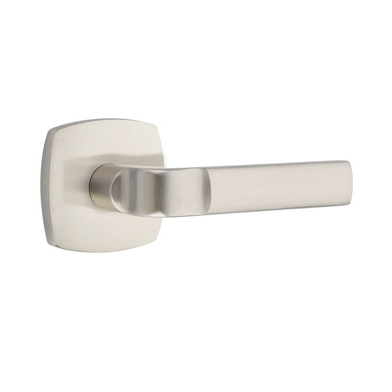 Aston Flat Double Dummy Door Lever with Square Rosette, Satin Nickel, Right