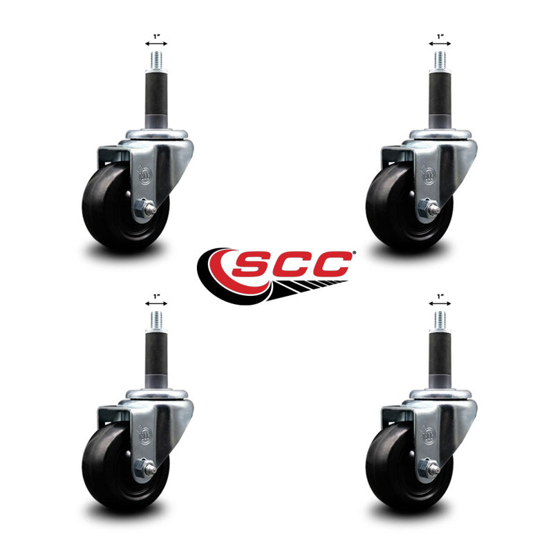 Ensemble de roulettes extensibles à roulettes en caoutchouc souple SCC NB 3 po x 1 po