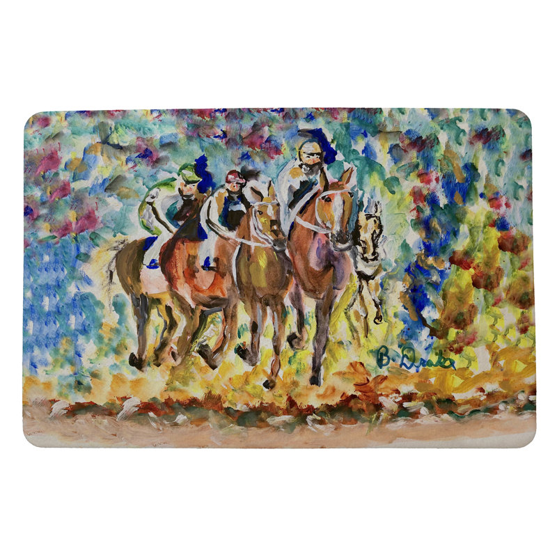 Tapis d'entrée antidérapant pour l'intérieur Four Racing II 26 po x 18 po