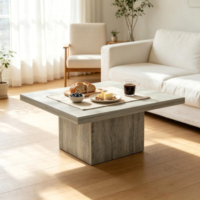 Table basse carrée moderne, table centrale décorative avec plateau de table très épais de 1,6 pouce pour le salon