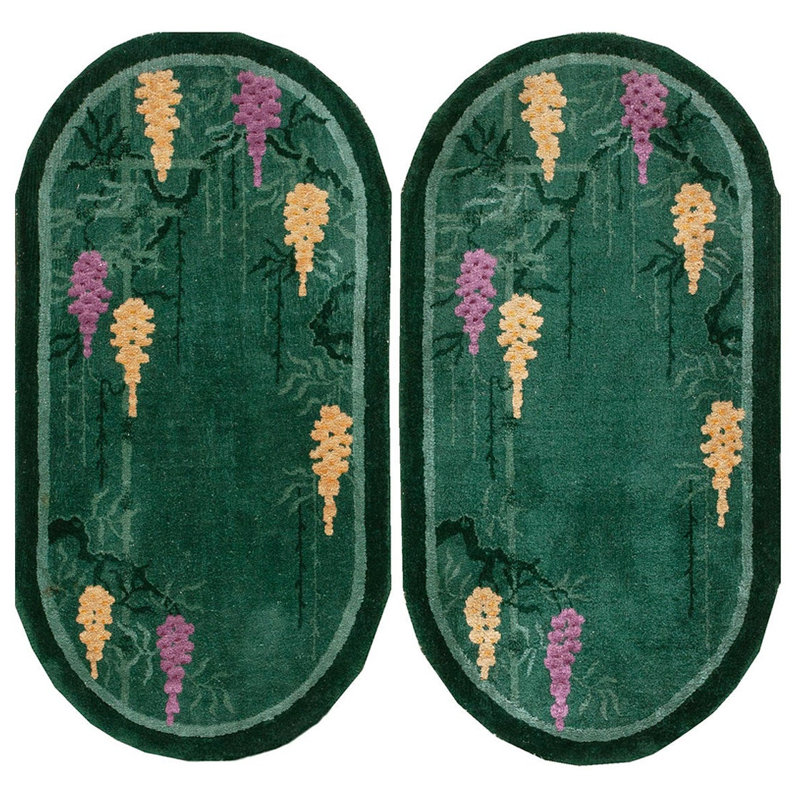 Paire de tapis art déco chinois des années 1920 2 pi x 4 pi