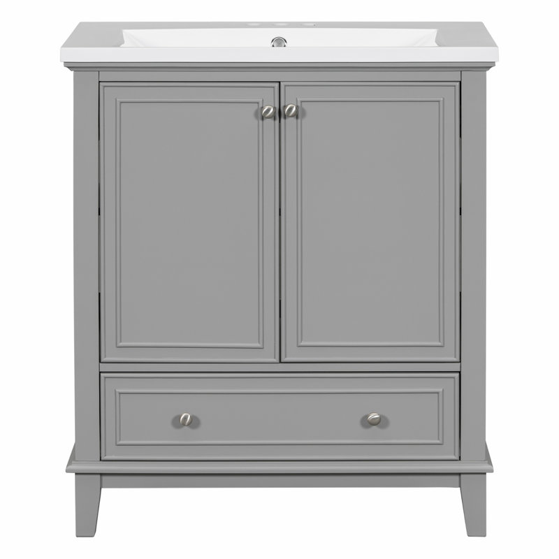 Meuble-lavabo 30 po avec lavabo, Gris, Argent argent