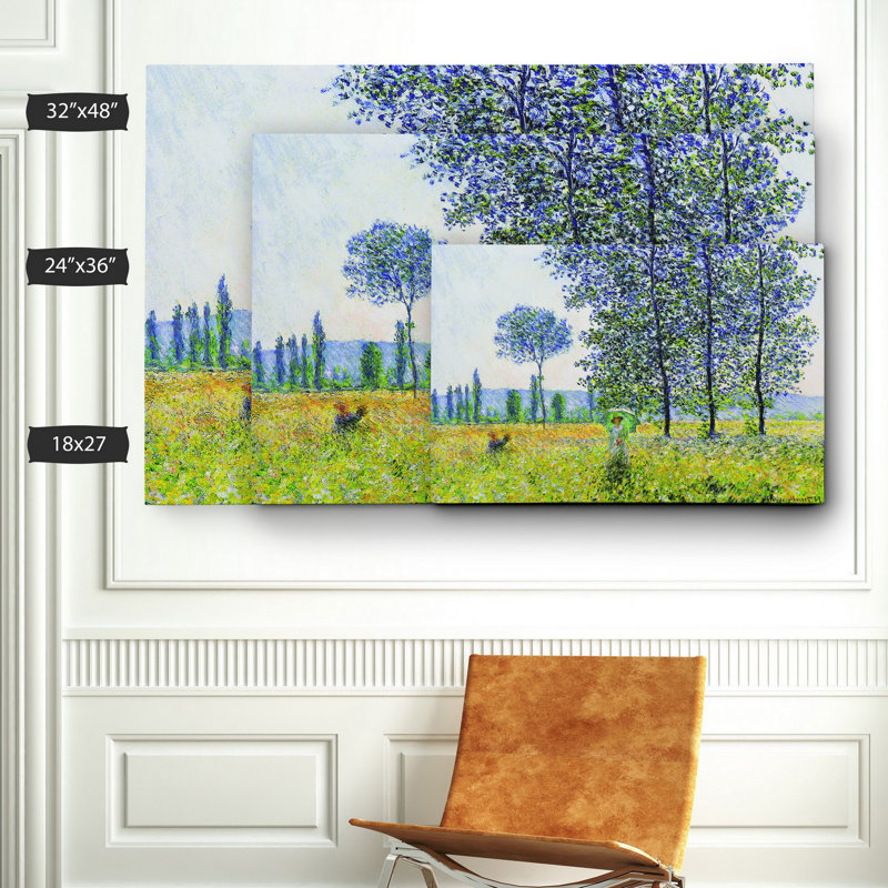 'Field in Spring' Print on Canvas by Claude Monet, 27" W x 18" H , Wrapped Canvas