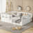 Taquile Kids Wood Floor Bed with Fence & Built-In Bookshelf-122581920-122581921