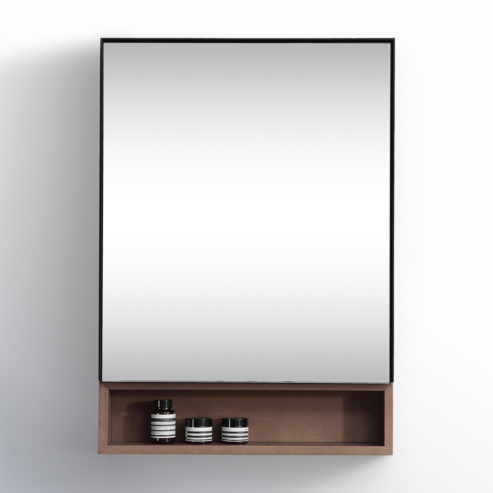 Selin Surface Medicine Cabinet, Matte Black/Chestnut Oak