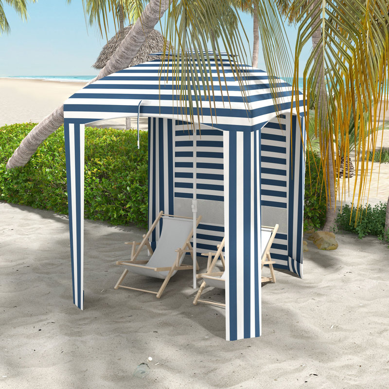 Parasol de plage portatif 5,8 pi x 5,8 pi Outsunny, Bleu / blanc