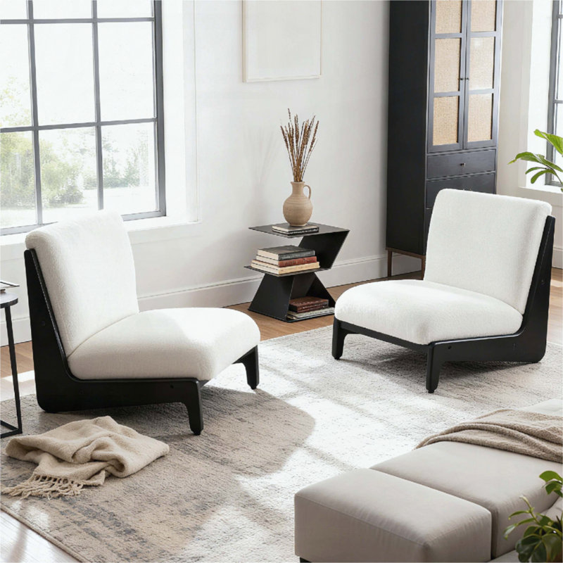 Ensemble de 2 chaises d'appoint Scott Living Moda - blanc - structure en bois massif noir, Blanc, Noir