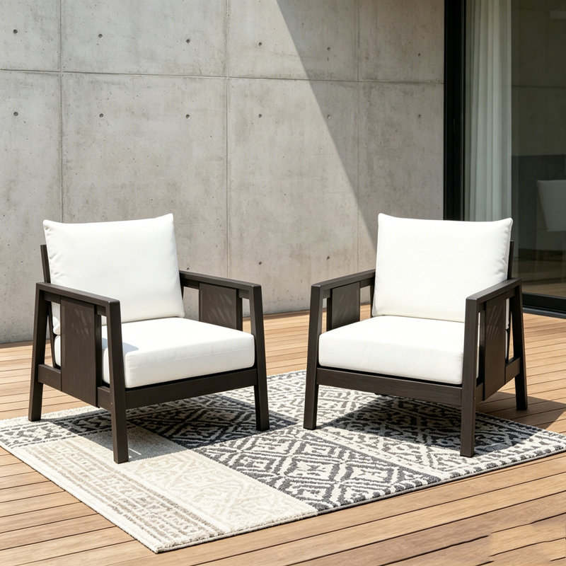 Fauteuil club d'extérieur, coussins blancs hydrofuges, DARK GREY-2pieces