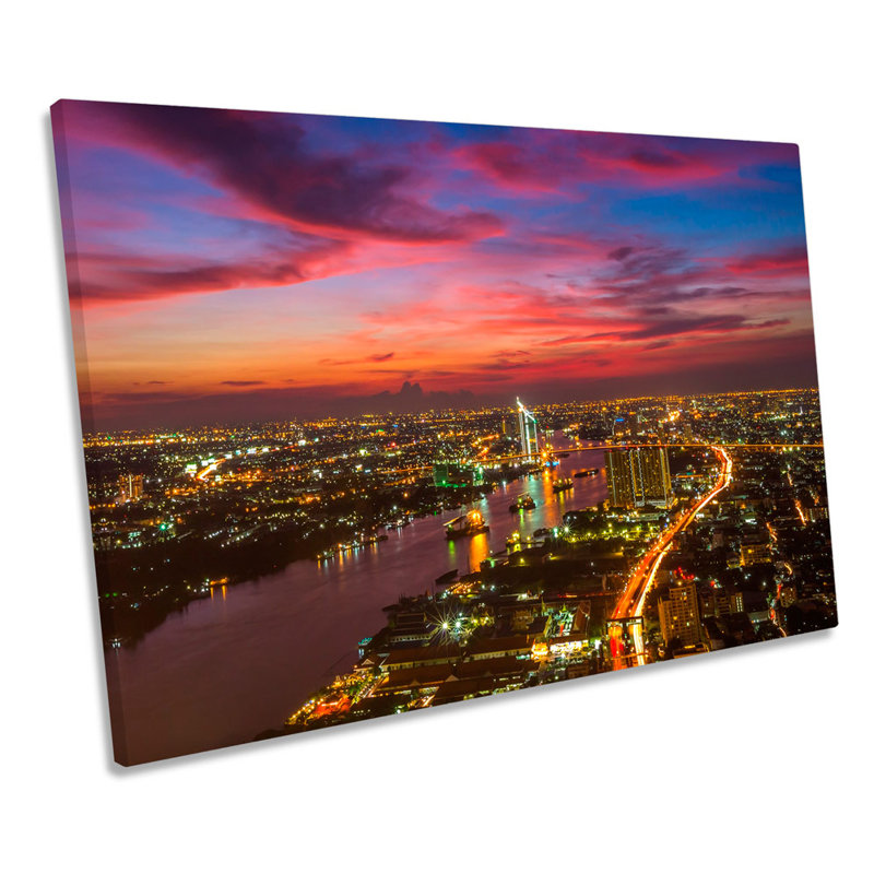 Bangkok City Skyline - Wrapped Canvas Art Prints, 30.5cm H x 45.7cm W x 2cm D