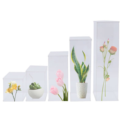 Karile 5pcs Vase Display Riser Clear Acrylic Flower Riser Set Wedding Decor by Arlmont & Co.