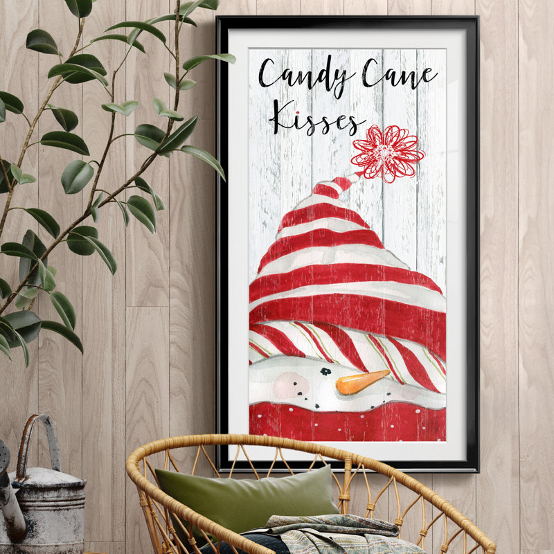 Bonhomme de neige bisous - cadre photo, H 22,5 po x l 42,5 po x P 1,5 po, Papier encadré noir