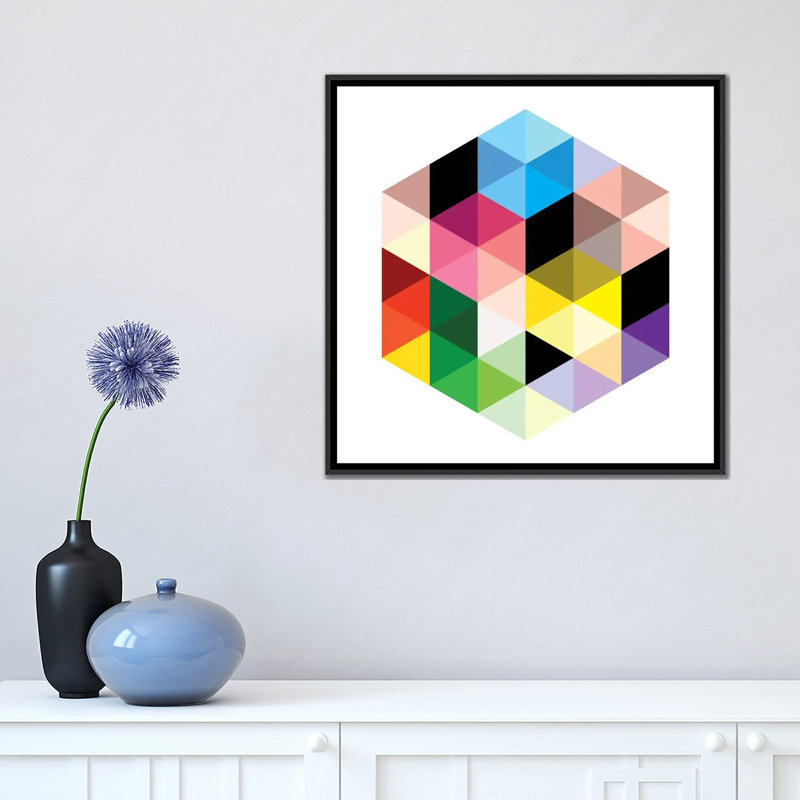 Art sur toile Albree Modern Cuboids II, H 37 po x l 37 po x P 1,5 po, Toile avec cadre flottant noir, Non mat