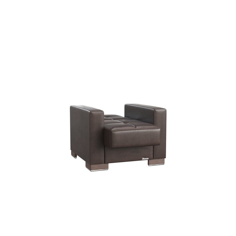 Fauteuil convertible en cuir Vegan, Brun