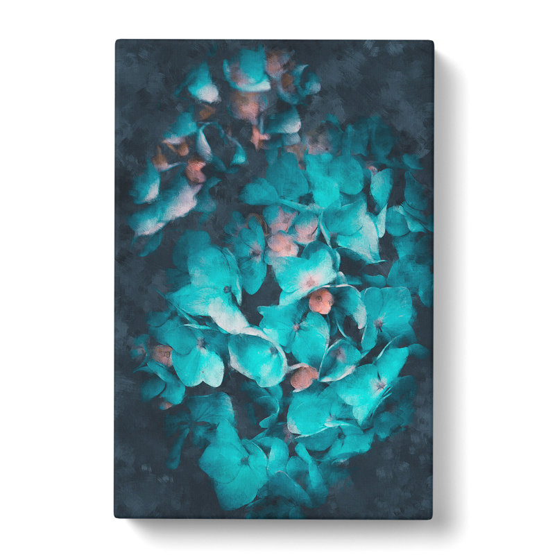 Teal Blue Hydrangeas - Wrapped Canvas, 50cm H x 35cm W x 3cm D