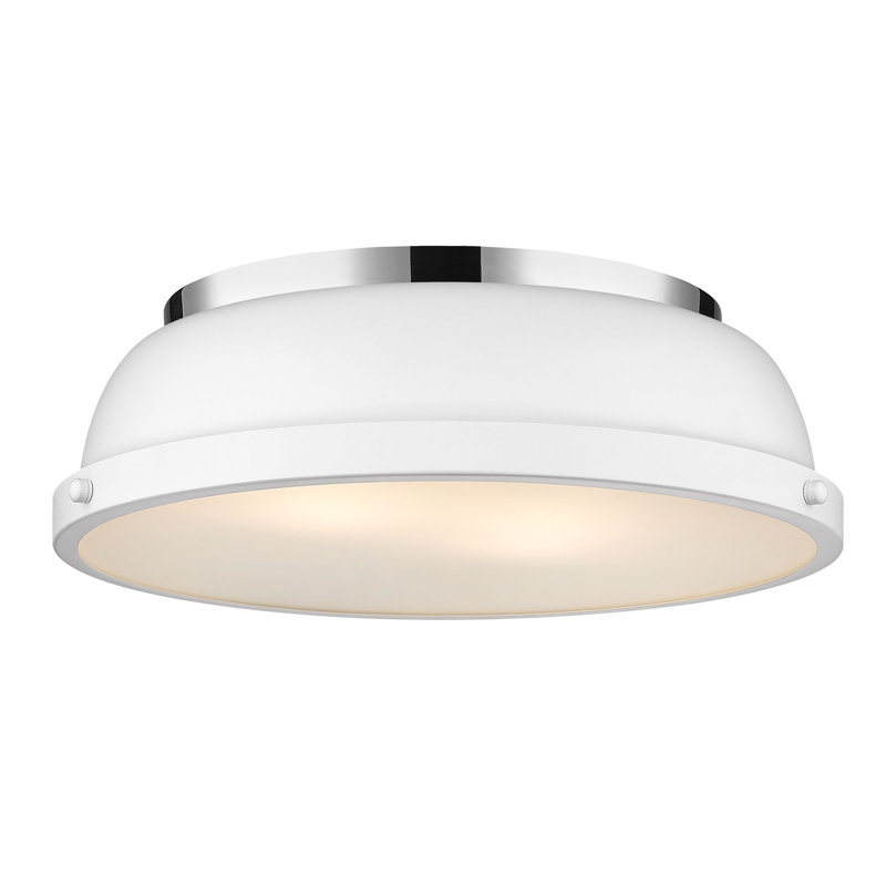 Calico Steel Flush Mount, Matte White, Chrome