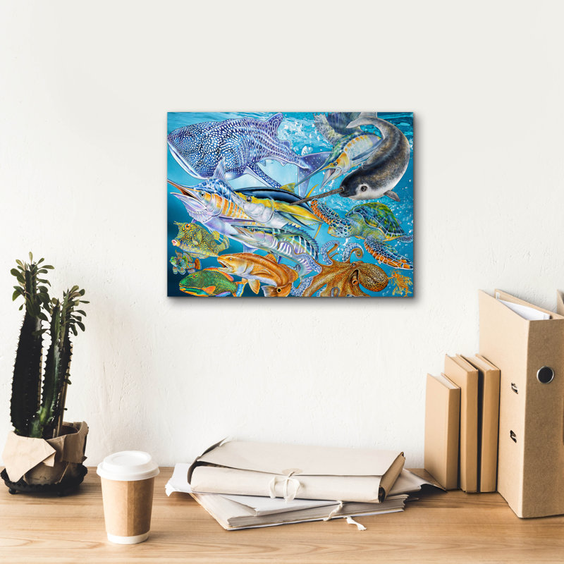 Toile épique Graffiti «Sea Life Of The World» par Tim Jeffs, 16 po x 12 po, H 12 po x l 16 po