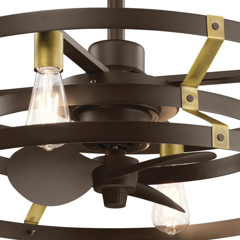 Cavelli 13'' Ceiling Fan with Light Kit, Satin Natural Bronze