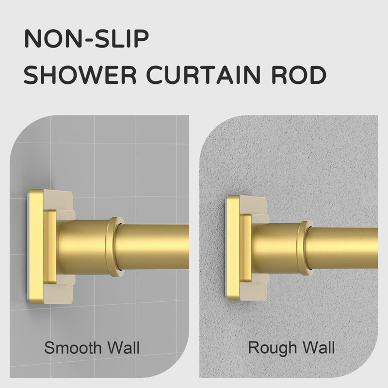 Adjustable Matte Gold Tension Shower Curtain Rod Kit