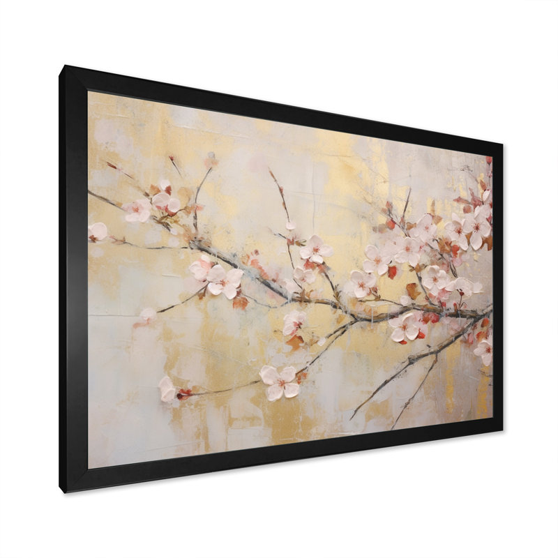 «Apple Blossom Harmony III», reproduction d'art sur toile, Cadre simple noir, H 34 po x l 44 po x P 1,5 po