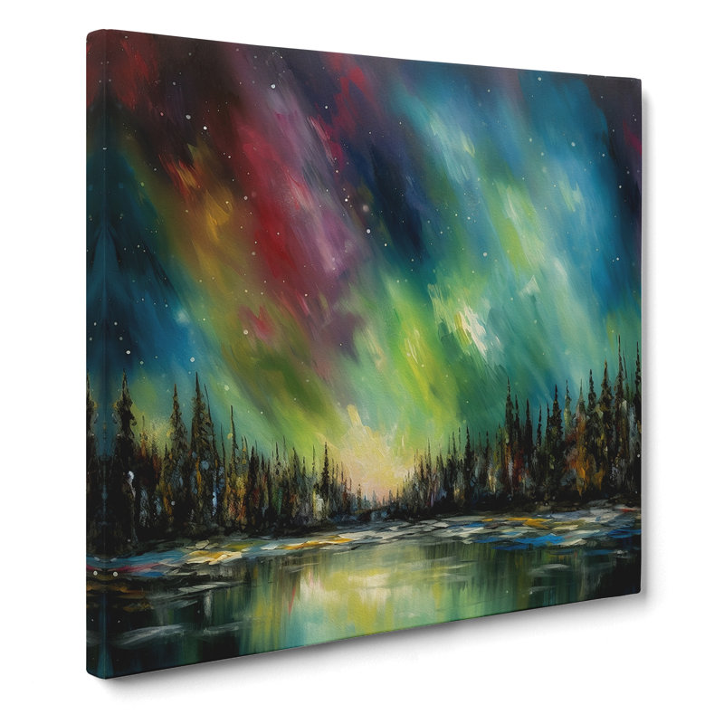 Northern Lights Impressionism - Wrapped Canvas, 50cm H x 50cm W