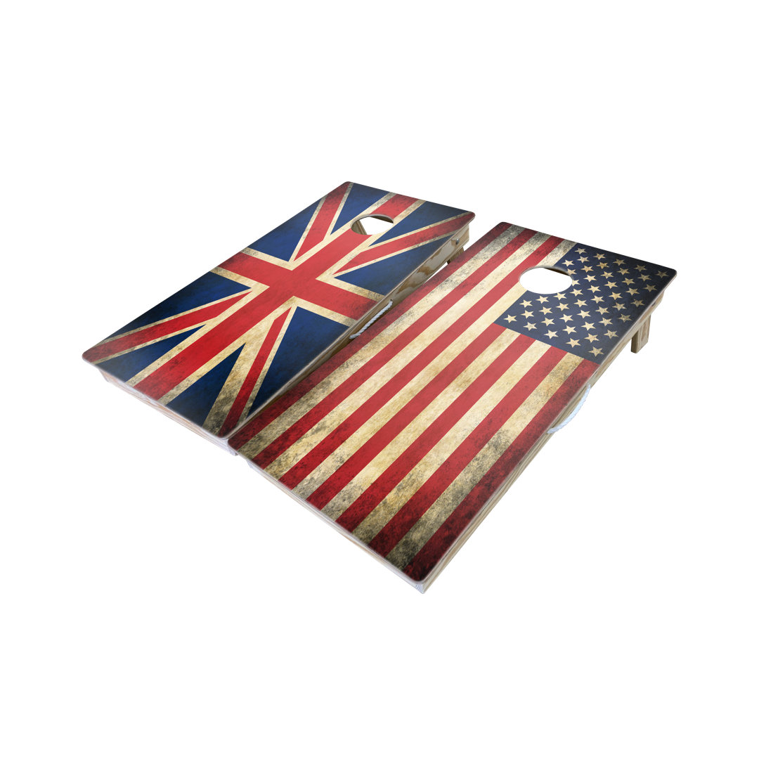 American and UK Flag 10 Piece Cornhole Set West Georgia Cornhole