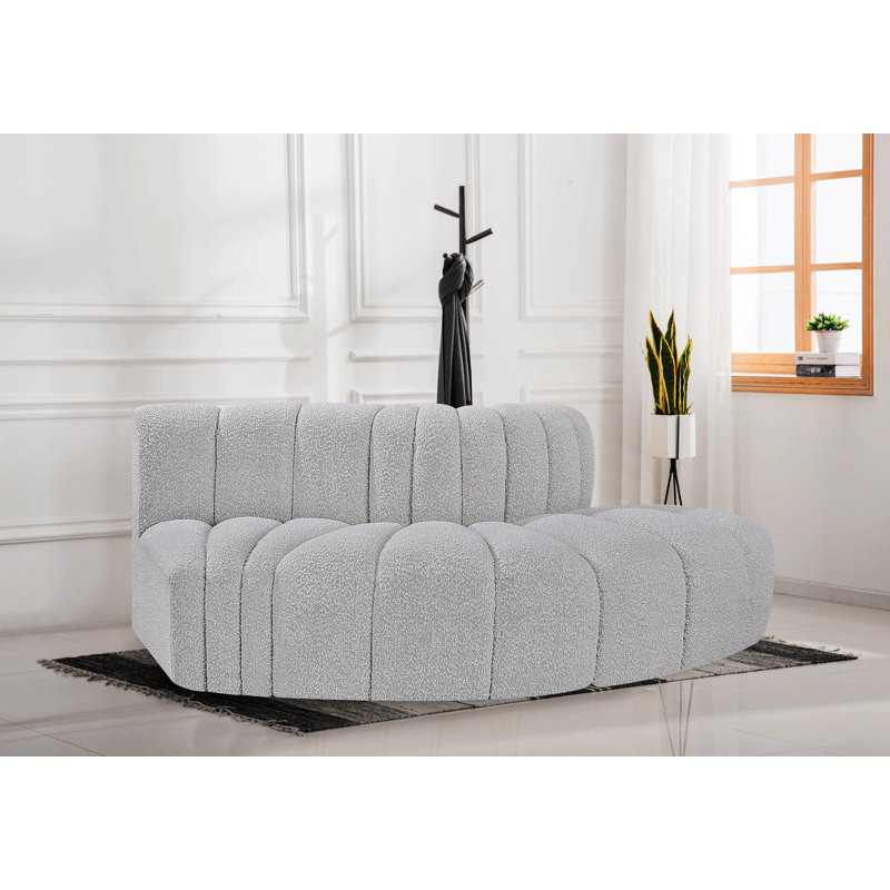 Iyre Upholstered Curved Sectional Reversible, Grey Boucle Fabric