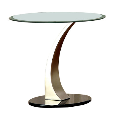 Garrick Glass Top Pedestal End Table