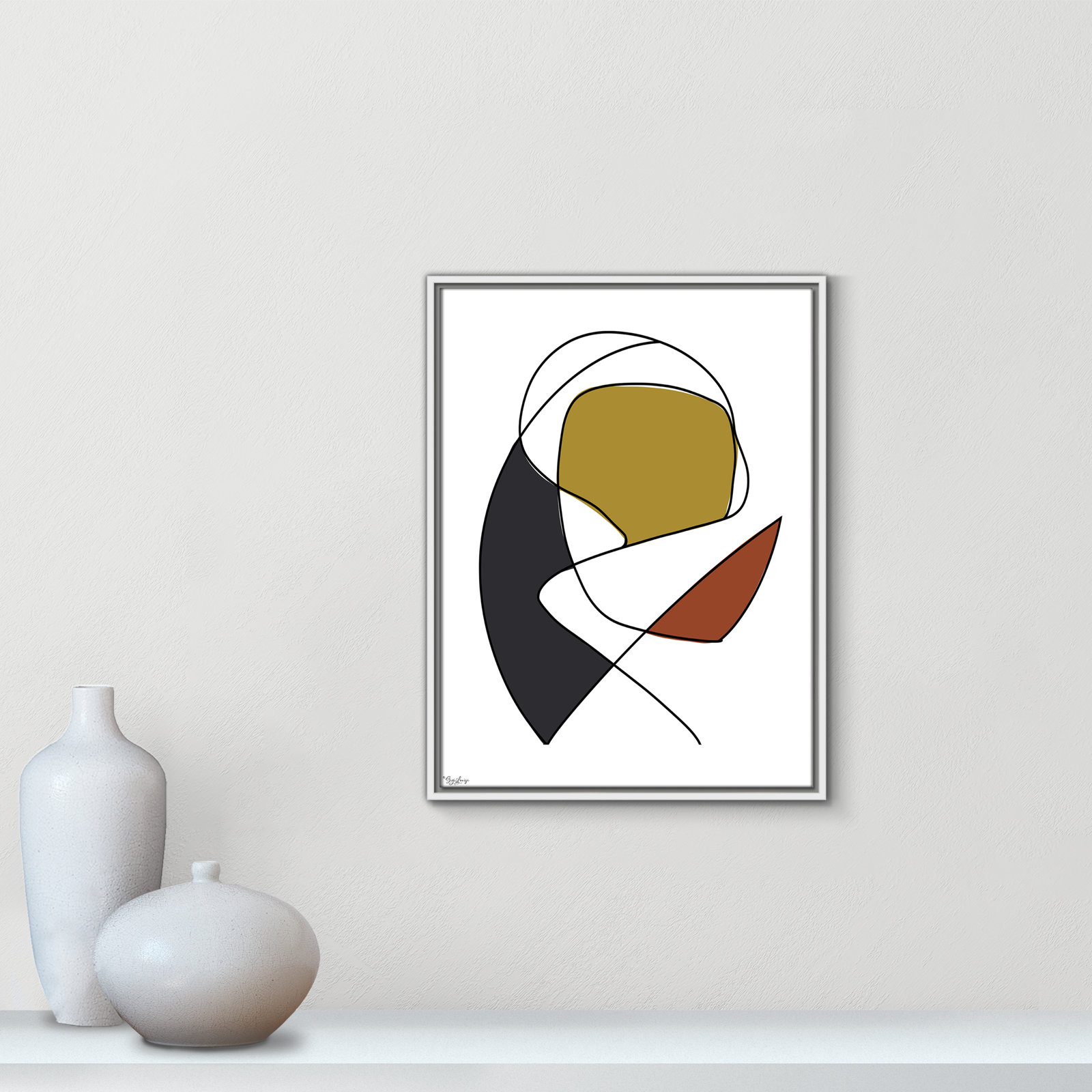 Paige "Abstract Tribeca 3" Print, 25.5" H x 19.5" W x 2" D, White