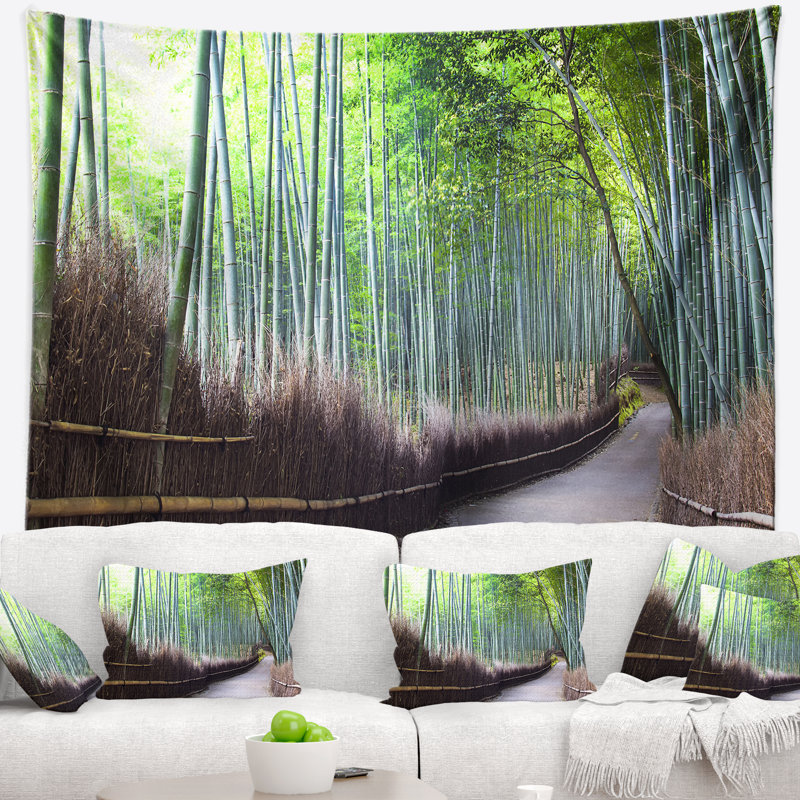 Tapisserie «Forest Forest Bamboo Forest Pathway», H 78 po x l 92 po