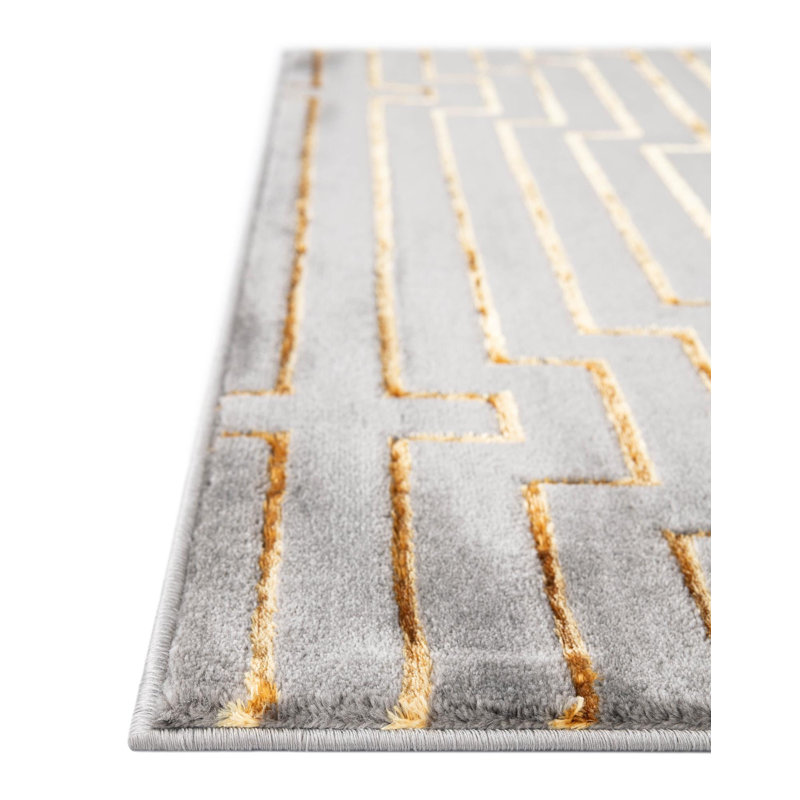 Latitude Run® Mirage Nikica Rug Gray and Gold, Rectangle 5'3" x 7'1"