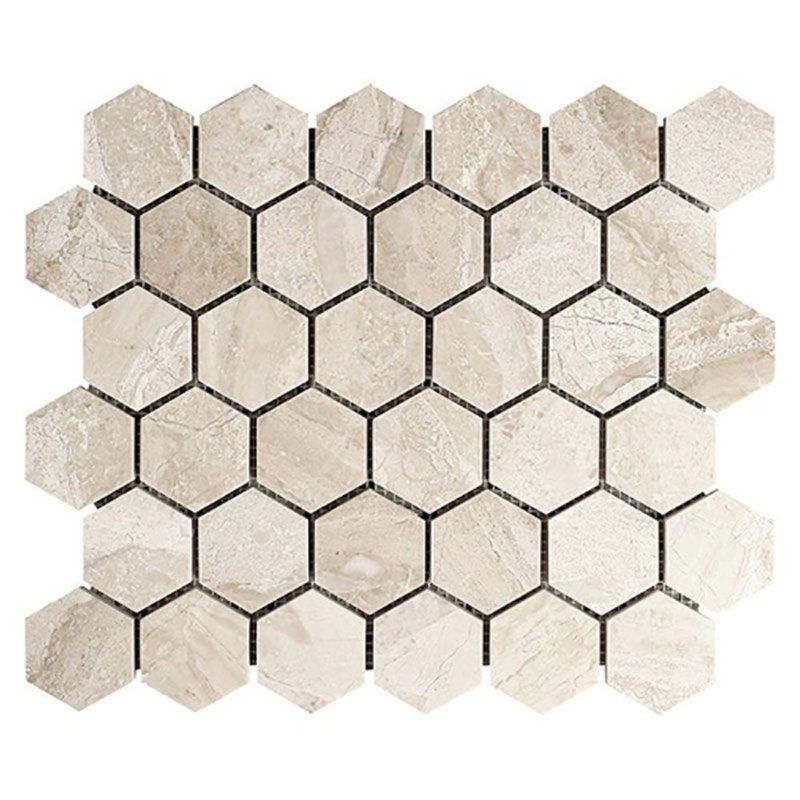 Mur de mosaïque en marbre 2 po x 2 po et carreaux de sol