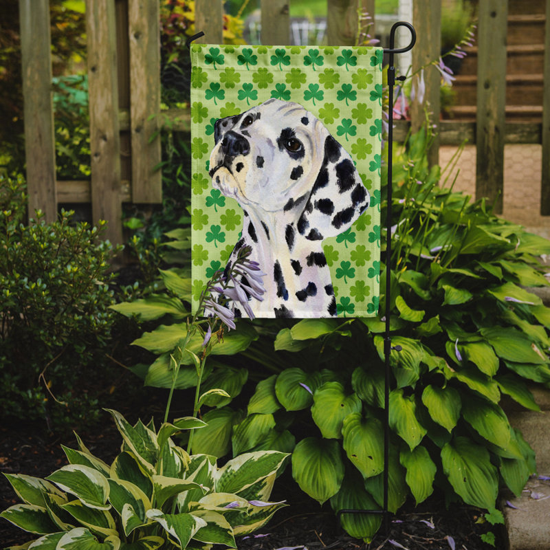 Drapeau de jardin à 2 côtés st. patrick day trèfle, Dalmatien (noir et blanc)