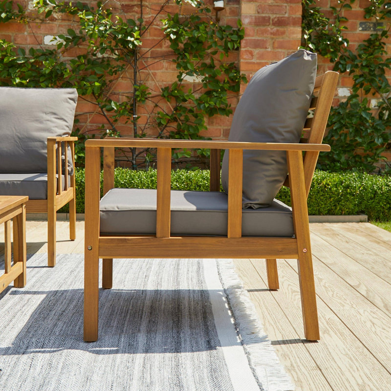 5 - Person Seating Group with Cushions, Cream, Grey