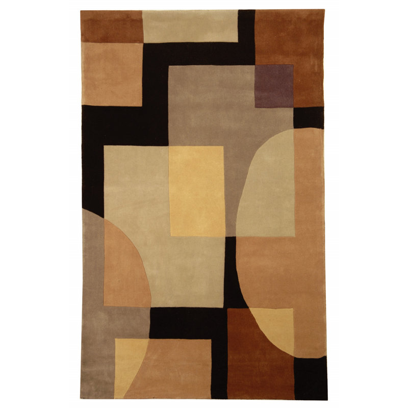 Tapis olive / noir, Rectangle de 5 pi x 8 pi
