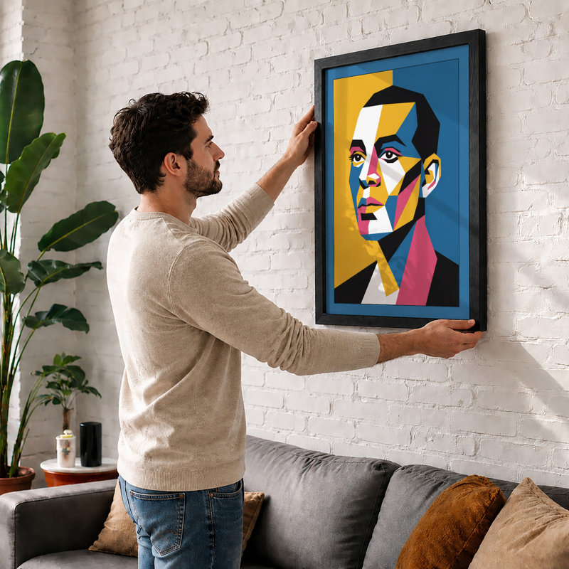 Geometric Pop Portrait Pop Art - Print, A4 - 29.7 x 21.0 cm, White