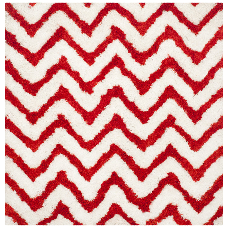 Tapis à chevrons performant touffeté à la main Pottsville Barcelona, Carré 5 pi
