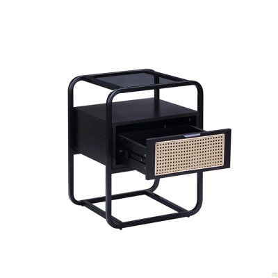 Wonderlin 1-Drawer Metal Nightstand in Black