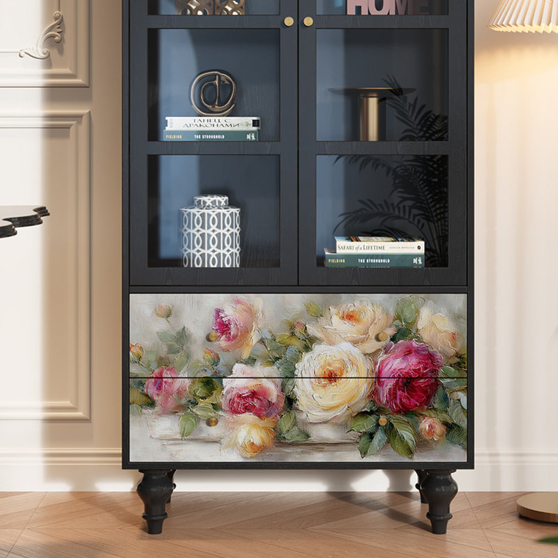 Vitrine en bois massif Floral