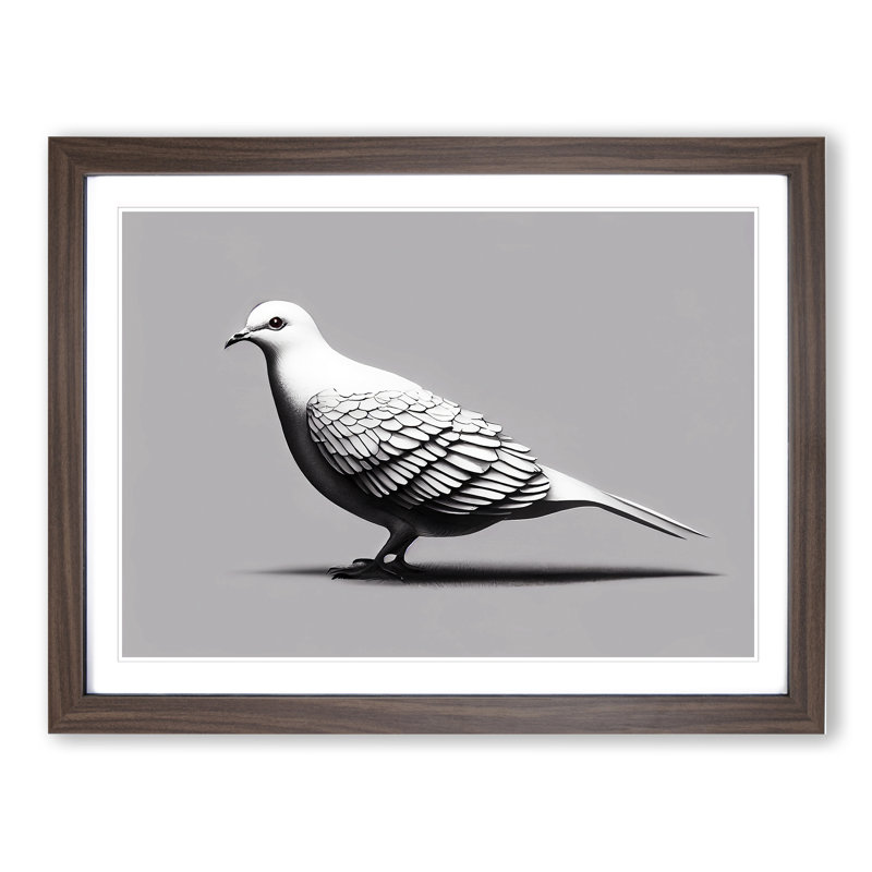 Blessed Dove Bird - Framed Print, 25cm H x 34cm W x 2cm D, Walnut