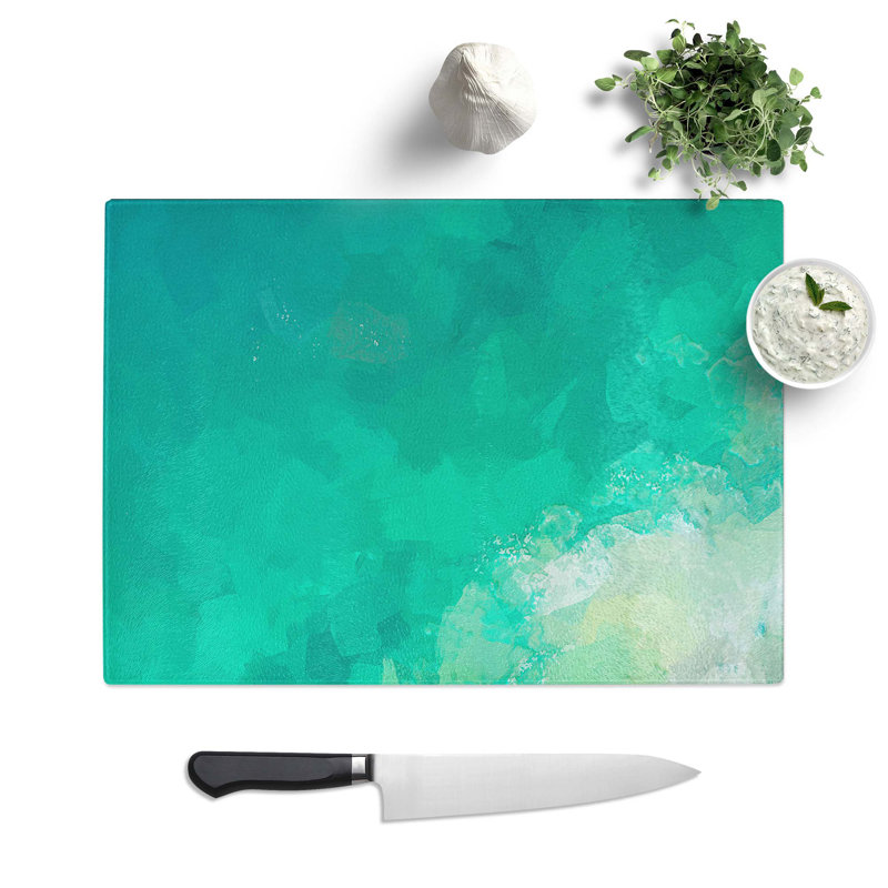 Glass Green Ocean in Abstract Chopping Board, 28.5 cm W x 20 cm L