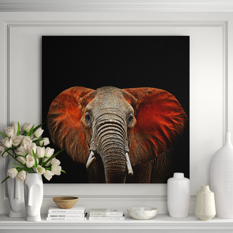 African Elephant Print, Acrylic, 46" H x 46" W x 2.5" D