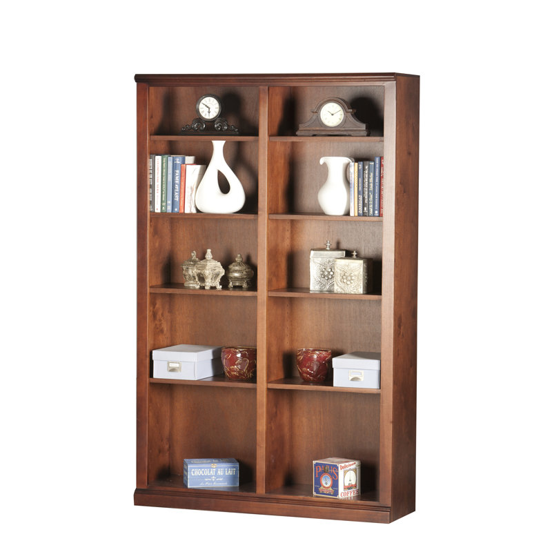 Coastal Double large Bibliothèque standard, Concord Cherry, 72" H x 45" L x 13.75" D, Verre