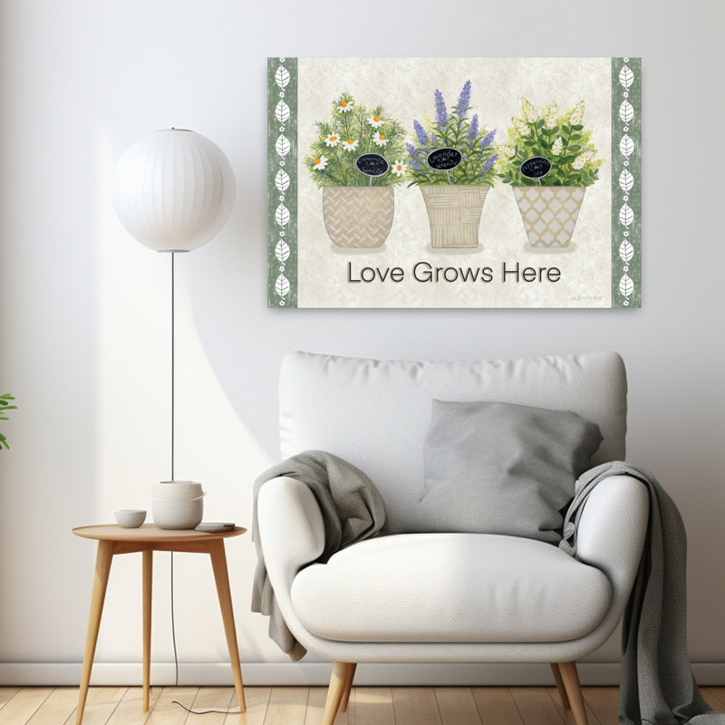 «Love Grows Here», lavande abstraite, art naturel, H 24 po x l 36 po
