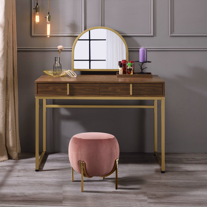Bureau de meuble-lavabo avec miroir et plateau à bijoux Coleen