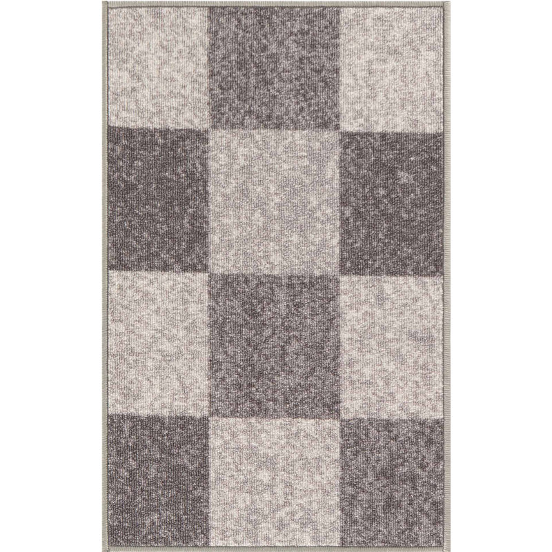 Mistie Non-Slip Geometric Indoor Doormat, Light Grey/Dark Grey, Rectangle 57 x 90cm