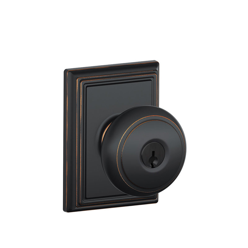 Andover Knob with Addison Trim Keyed Entry Lock, Aged Bronze