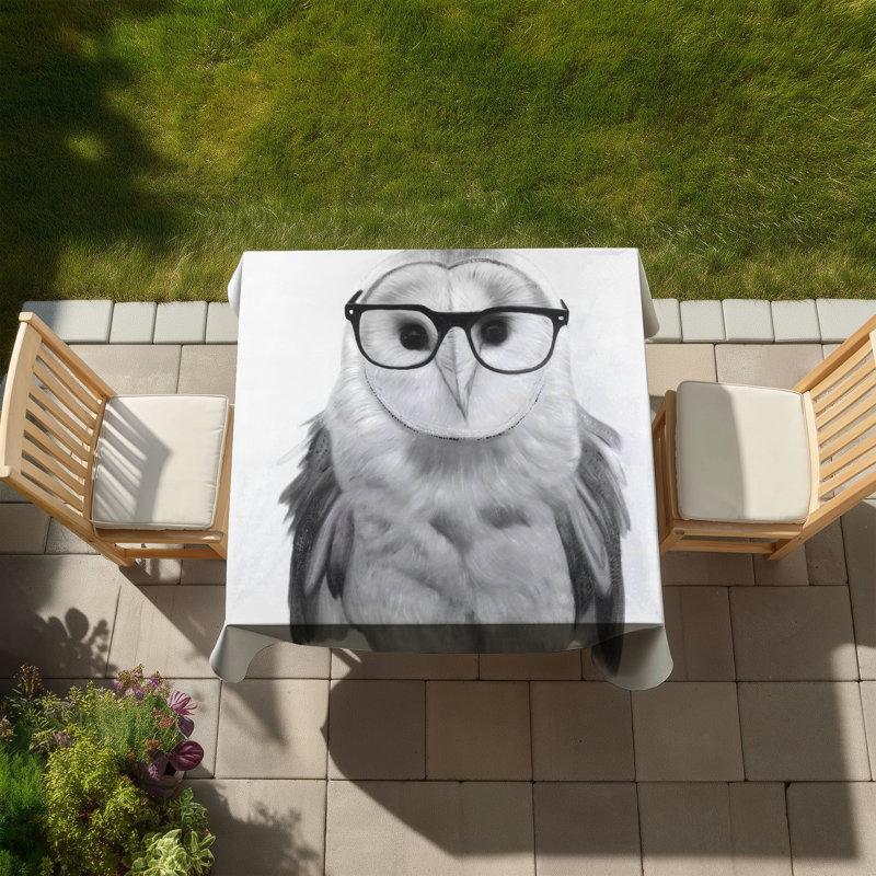 Realistic Barn Owl with Glasses - Monochrome Tablecloth | Home Decor